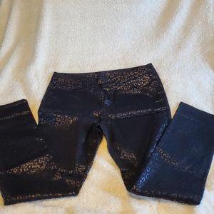 Nicole by Nicole Miller Leopard Print Jeans with sheen